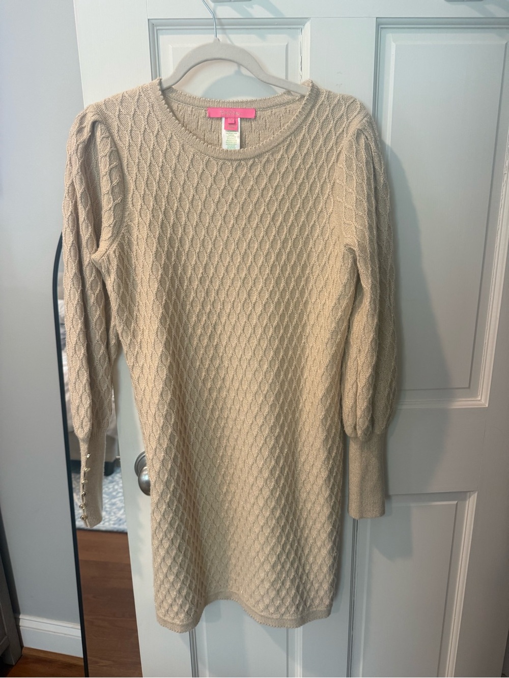 Lilly Pulitzer Cream Cable Knit Sweater Dress